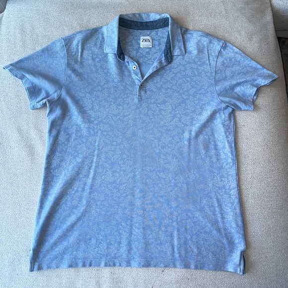 Zara Blue and White Paisley Polo | Men’s Size Medium - Picture 2 of 10